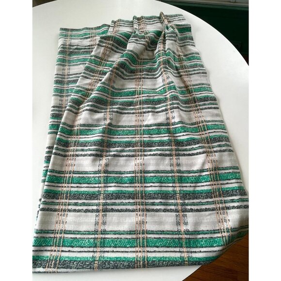 Vintage 70s pleated curtains, pair of red/white stripes or single green panel - Picture 8 of 10